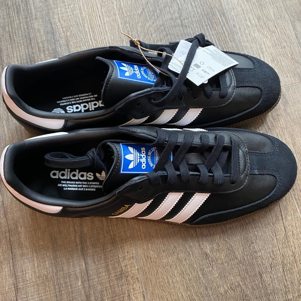 Adidas Samba OG Mens Core Black White Gum Leather Sneakers B75807 Size 11 NEW - Picture 3 of 9